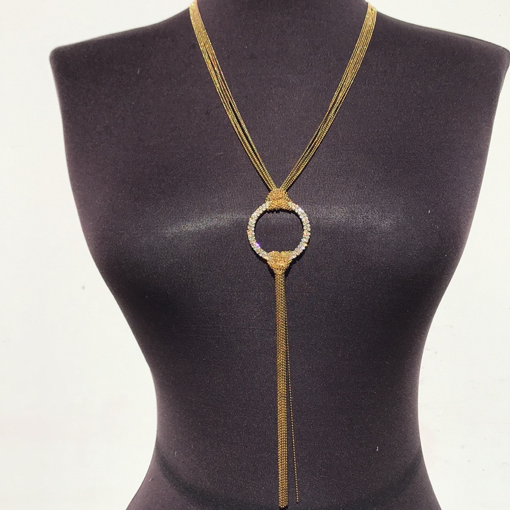 Gold rhinestone statement necklace